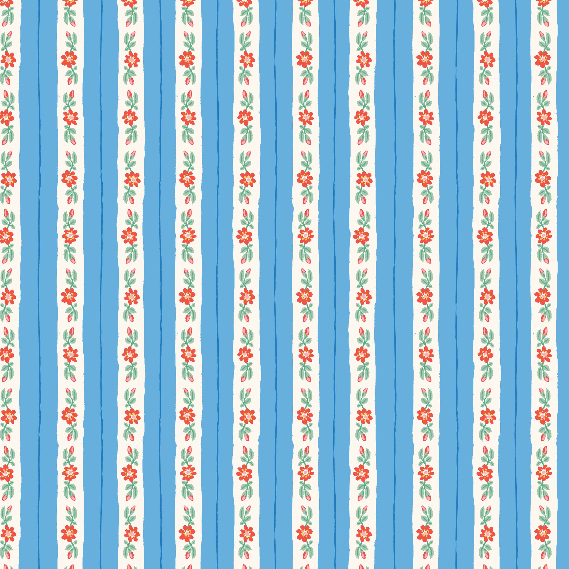 Summer's End by Emily Taylor : Rosy Ribbon Stripe Blue 229746