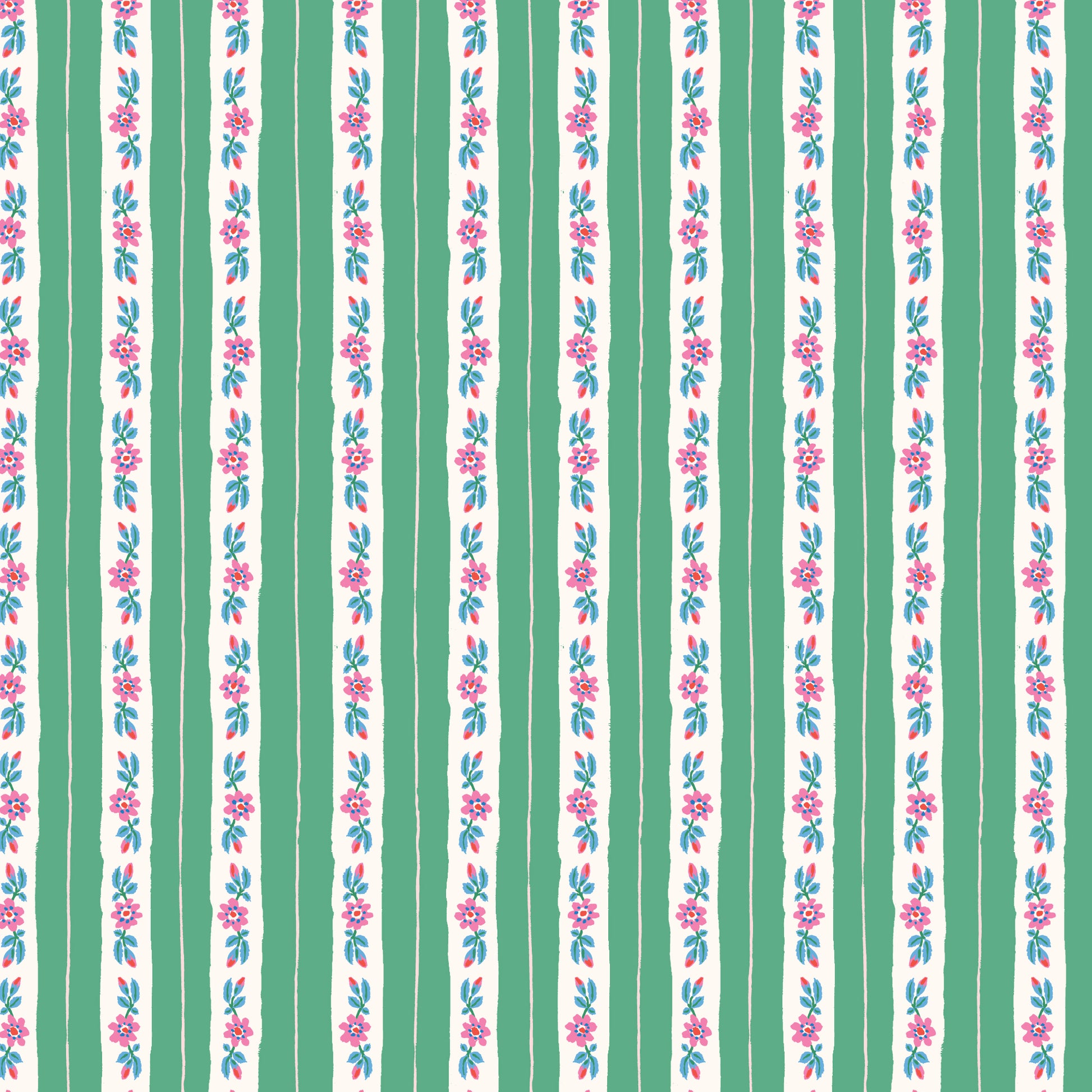 Summer's End by Emily Taylor : Rosy Ribbon Stripe Green 229745