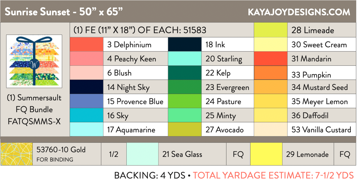 Summersault by Tamara Kate : Sunrise Sunset Quilt Kit