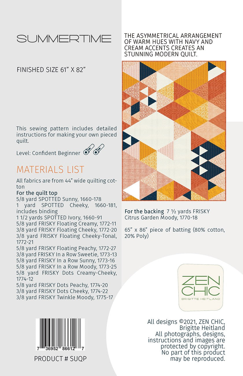 Summertime Quilt Pattern by Zen Chic