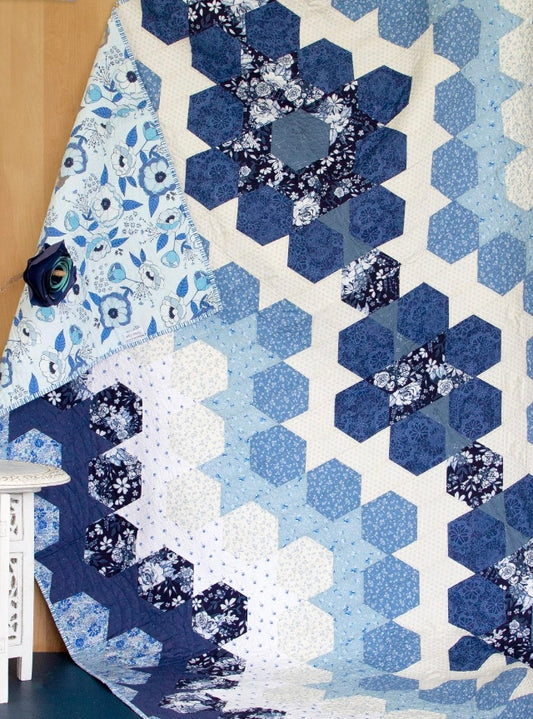 Sundown Quilt Kit featuring True Blue by Maureen Cracknell