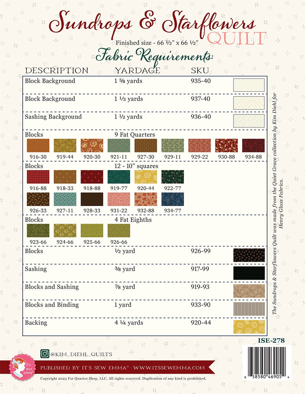 Sundrops & Starflowers Quilt Pattern # ISE-278 - Special Order