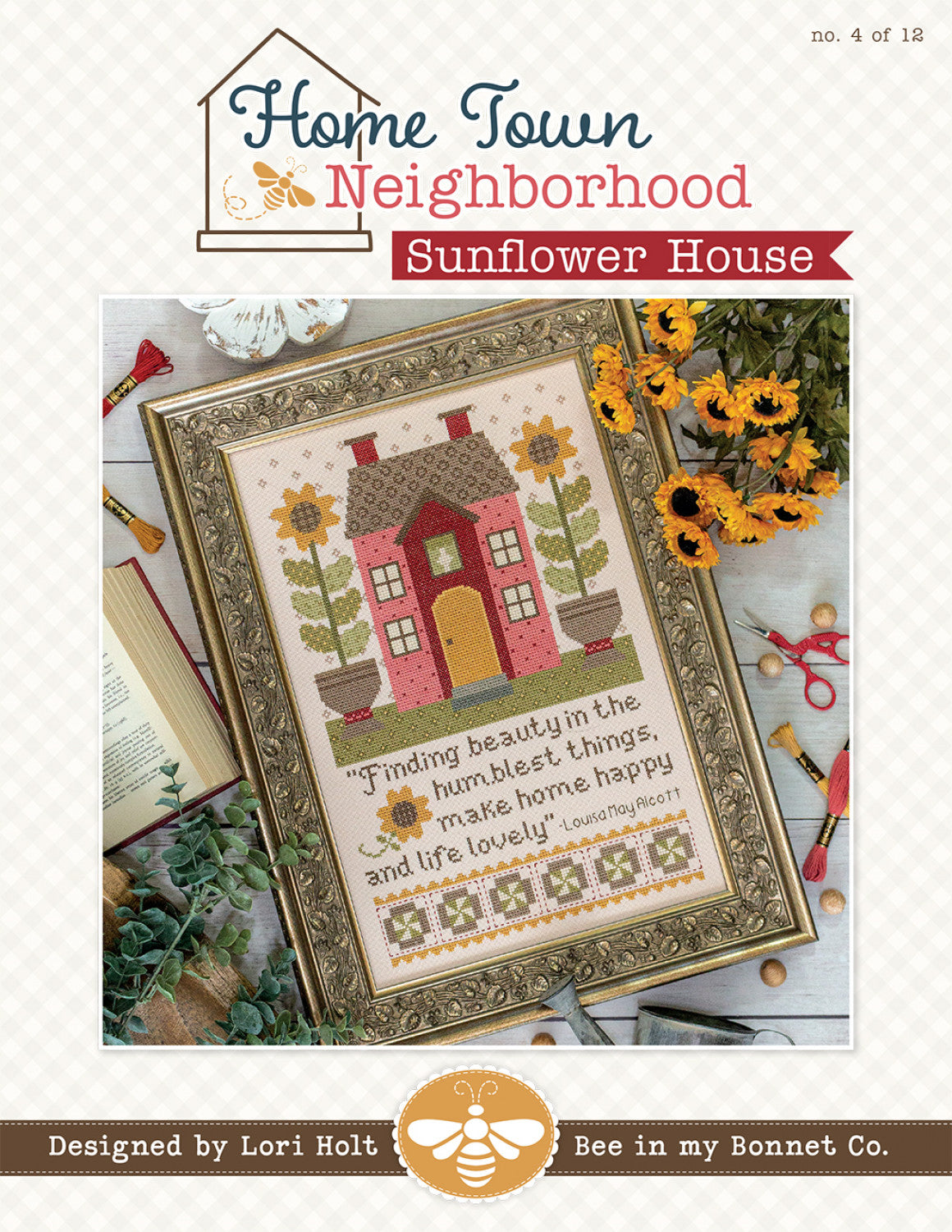Sunflower House Cross Stitch Home Town Neighborhood - October 2024 # ISE-4040 - Special Order