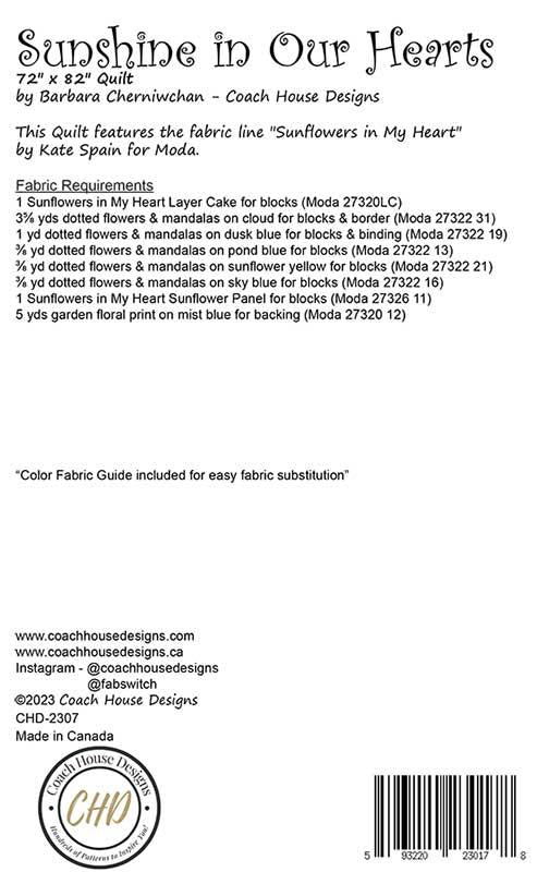 Sunflowers in My Heart by Kate Spain : Sunshine In Our Hearts Quilt Pattern