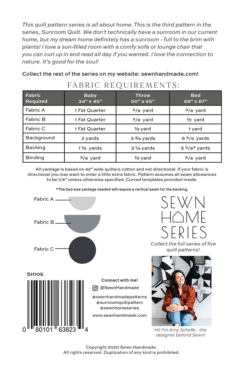 Sunroom Quilt Pattern # SEWN-105 - Special Order