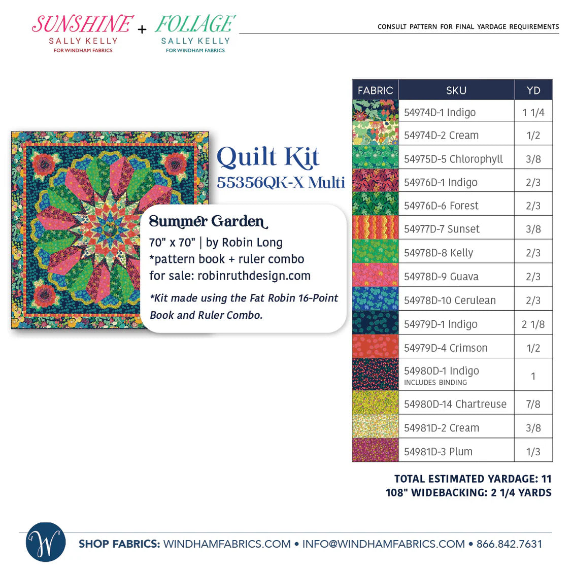 Sunshine by Sally Kelly : Summer Garden Quilt Kit