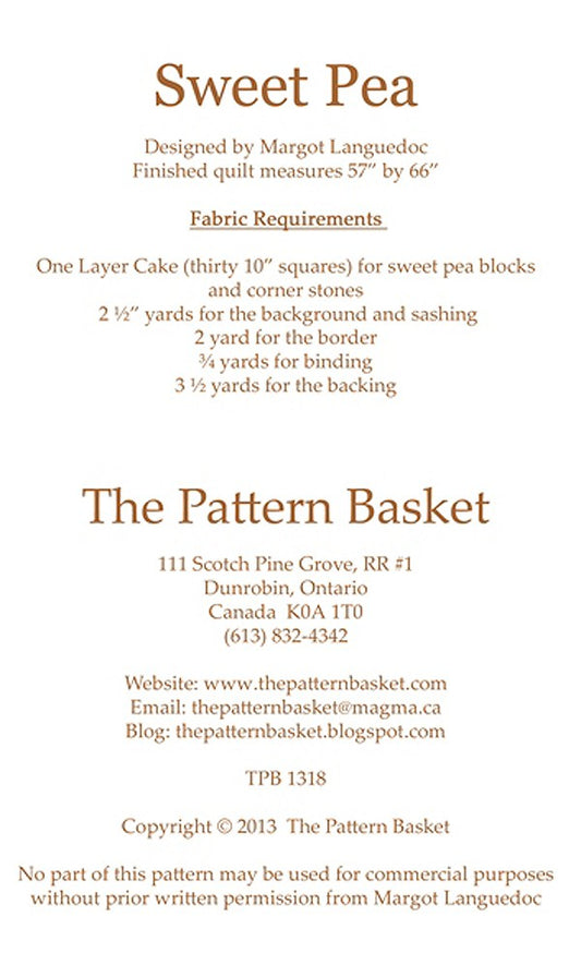 Sweet Pea Quilt Pattern by The Pattern Basket
