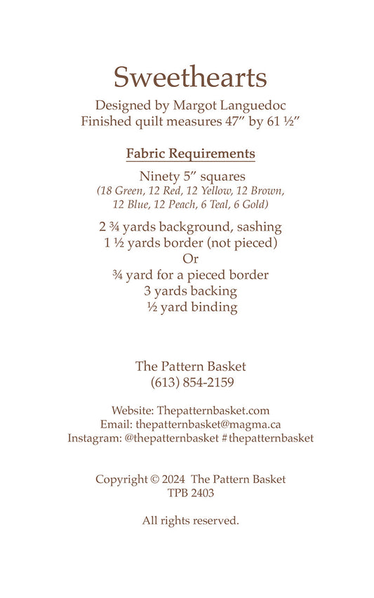 Sweethearts Quilt Patter by The Pattern Basket