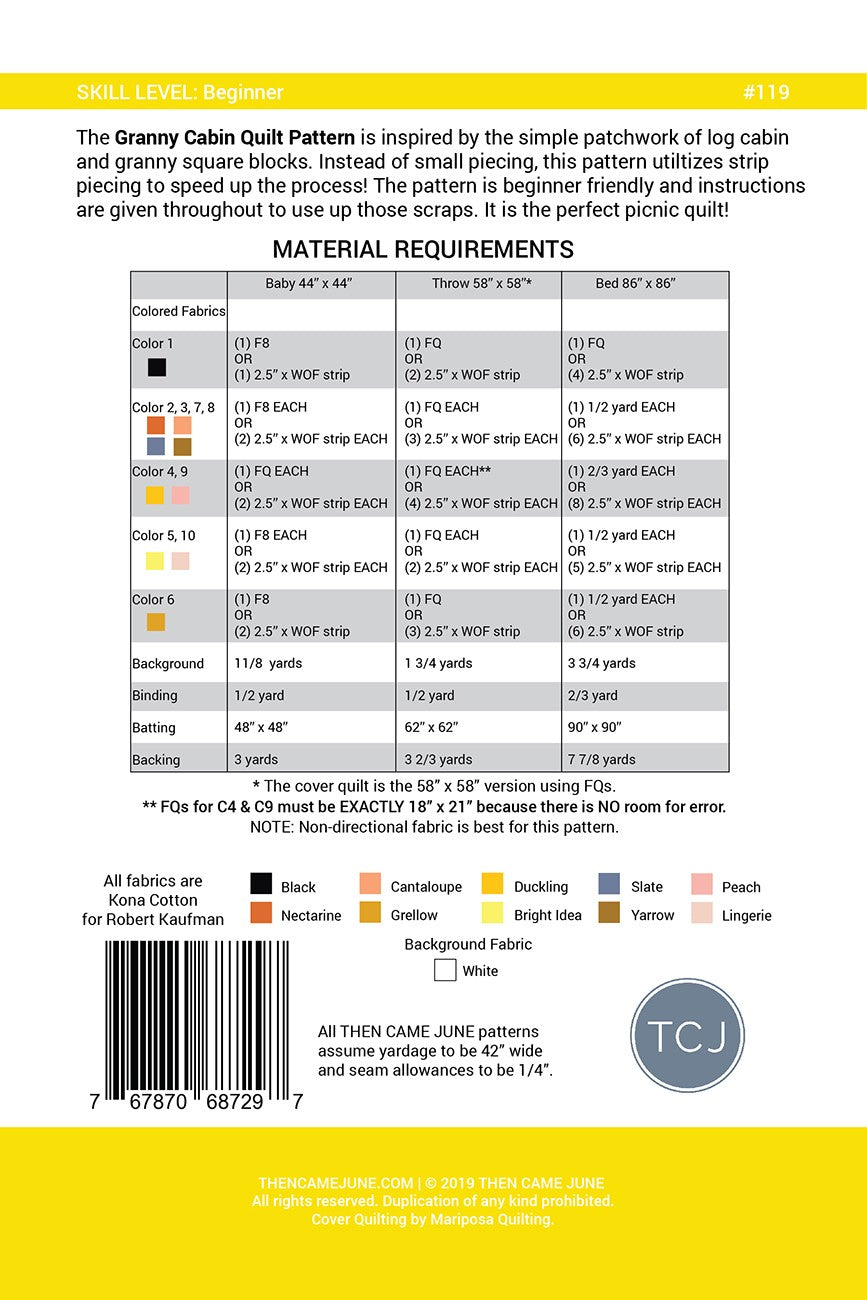 Granny Cabin Quilt Pattern # TCJ119- Special Order