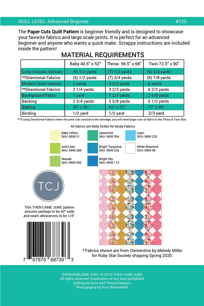 Paper Cuts Quilt Pattern # TCJ120- Special Order