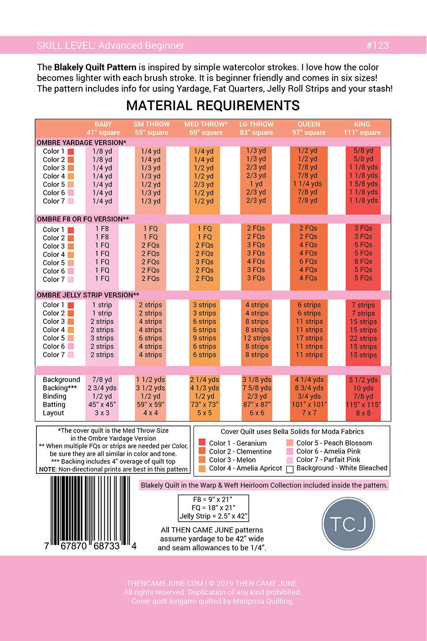 Blakely Quilt Pattern # TCJ123 - Special Order