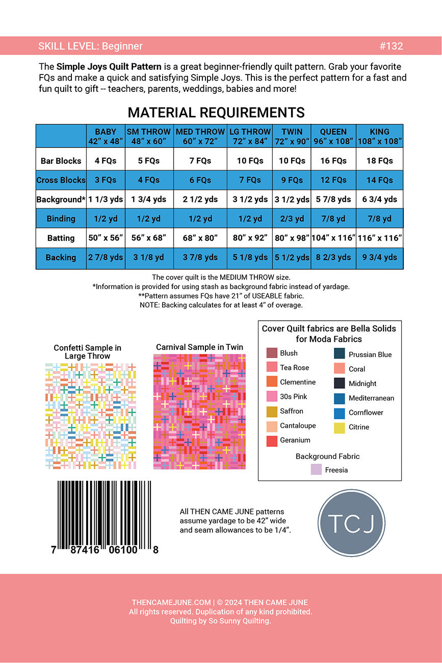 Simple Joys Quilt Pattern # TCJ132 - Special Order