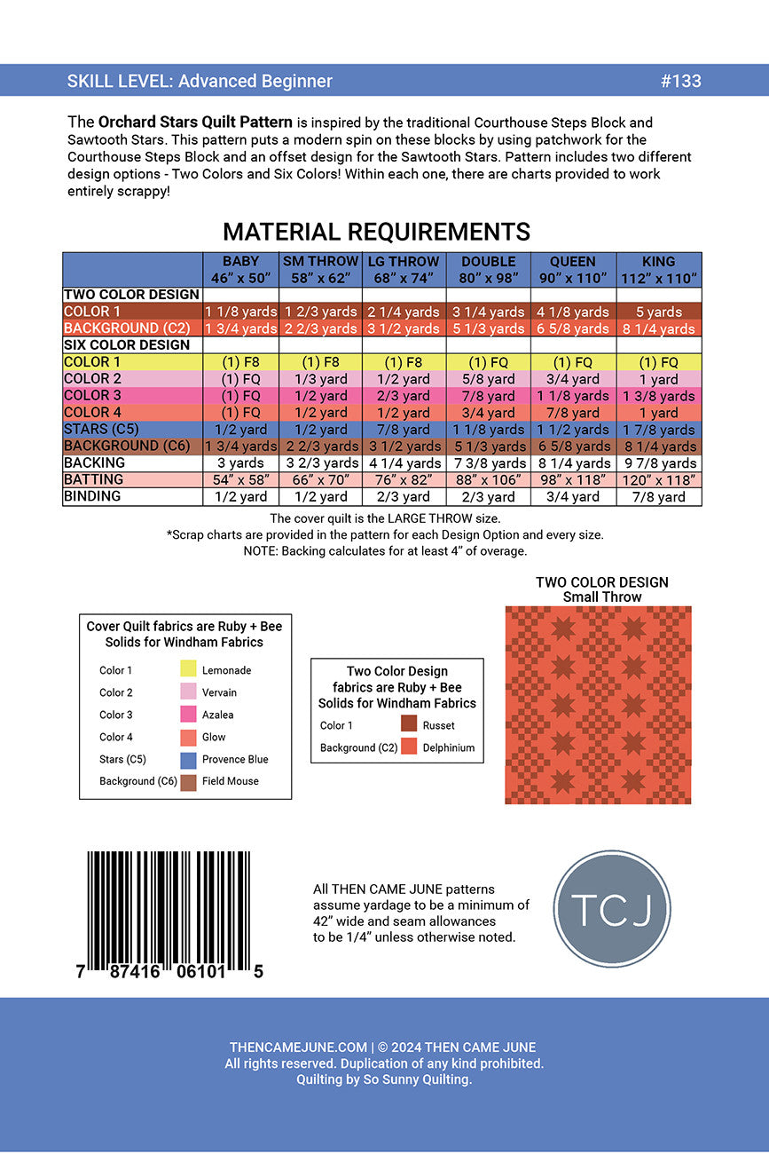 Orchard Stars Quilt Pattern # TCJ133 - Special Order