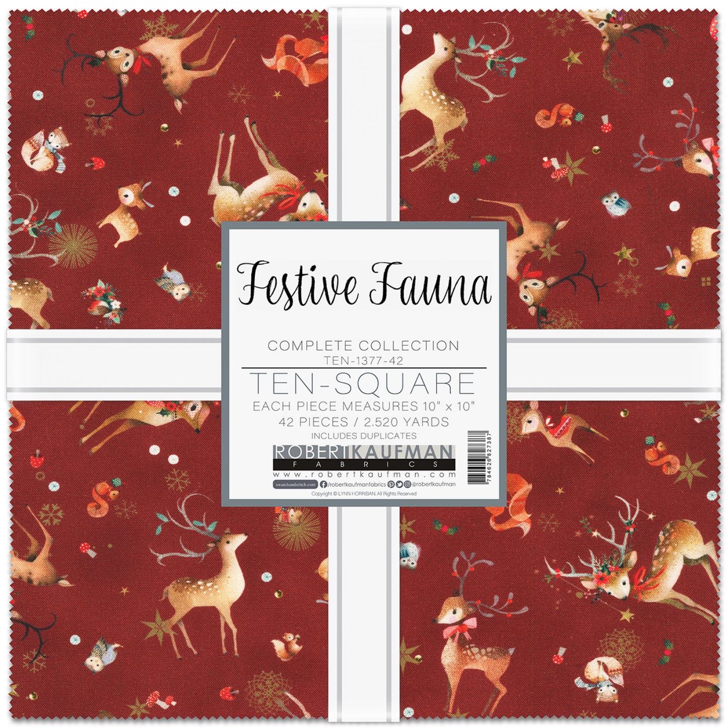 Festive Fauna by Lynn Horrabin - 10" Squares Pack -  Special Order (Expected June 2025)