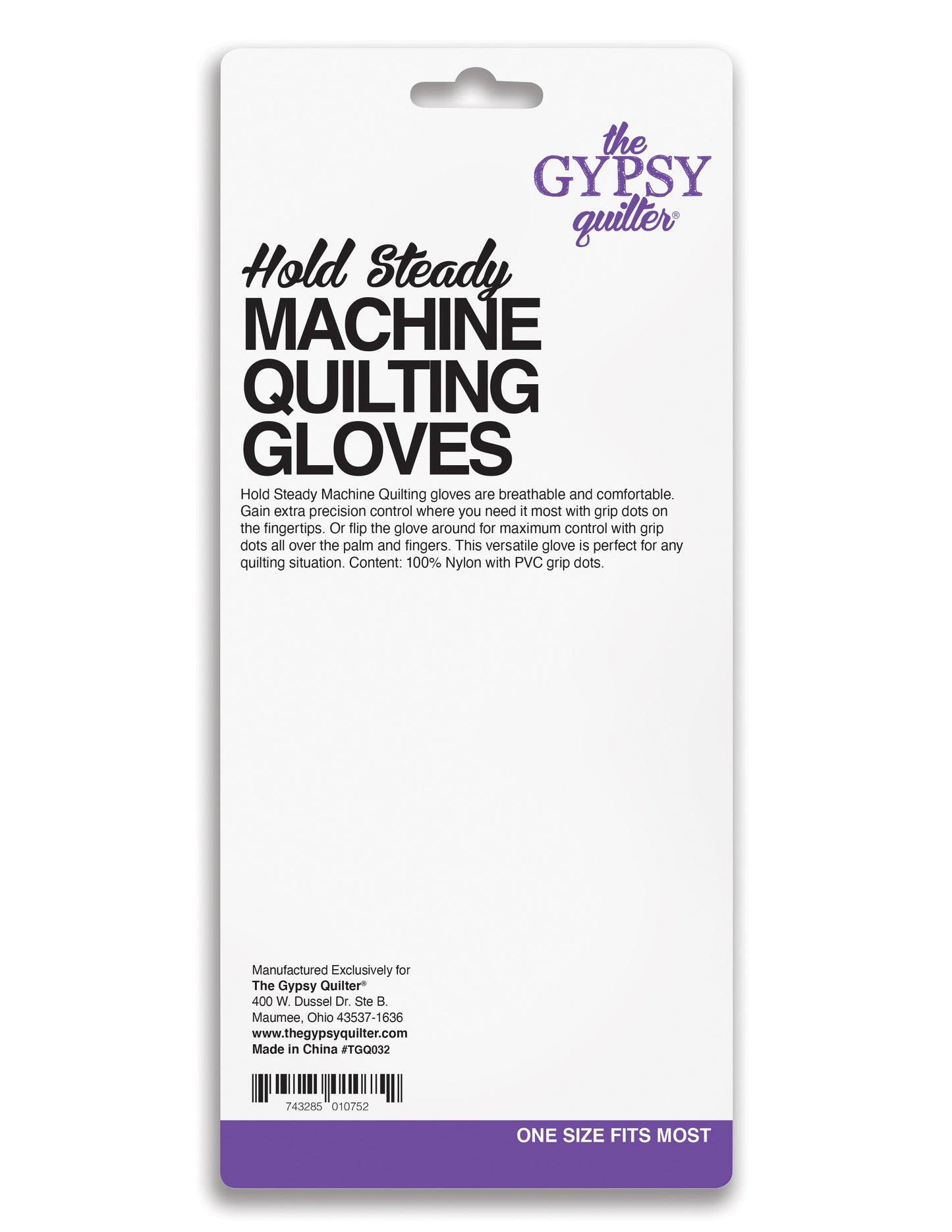 Gypsy Quilter Hold Steady Machine Gloves One Size # TGQ032 - Special Order