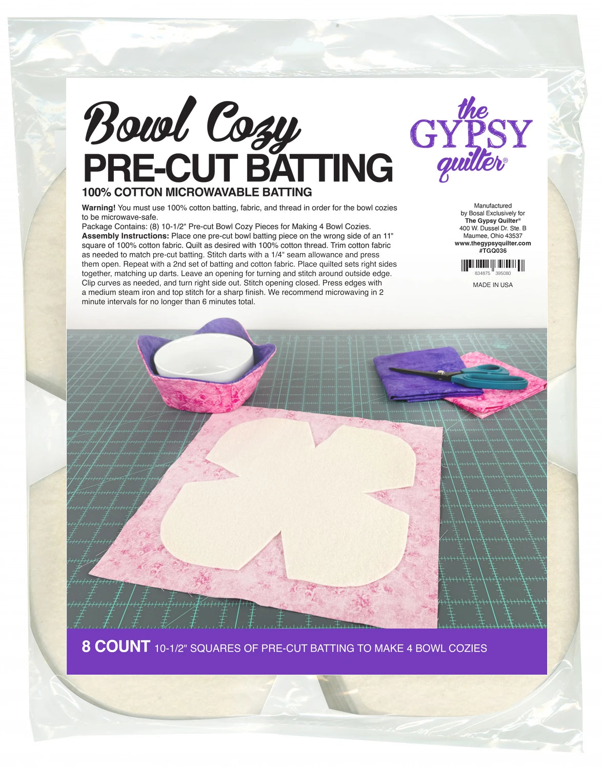 Bowl Cozy Precut Batting by Gypsy Quilter - 8 Count
