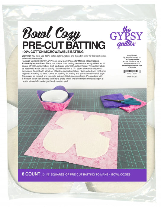 Bowl Cozy Precut Batting by Gypsy Quilter - 8 Count