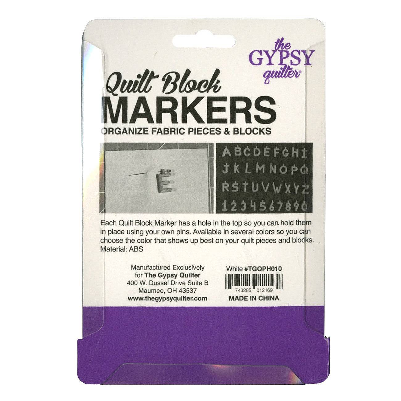 Quilt Block Markers White # TGQPH010 - Special Order