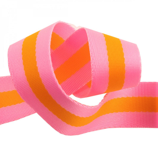 Tula Pink Webbing 2yd x 1.5in - Pink/Orange # TK-90-38MM-02- Special Order