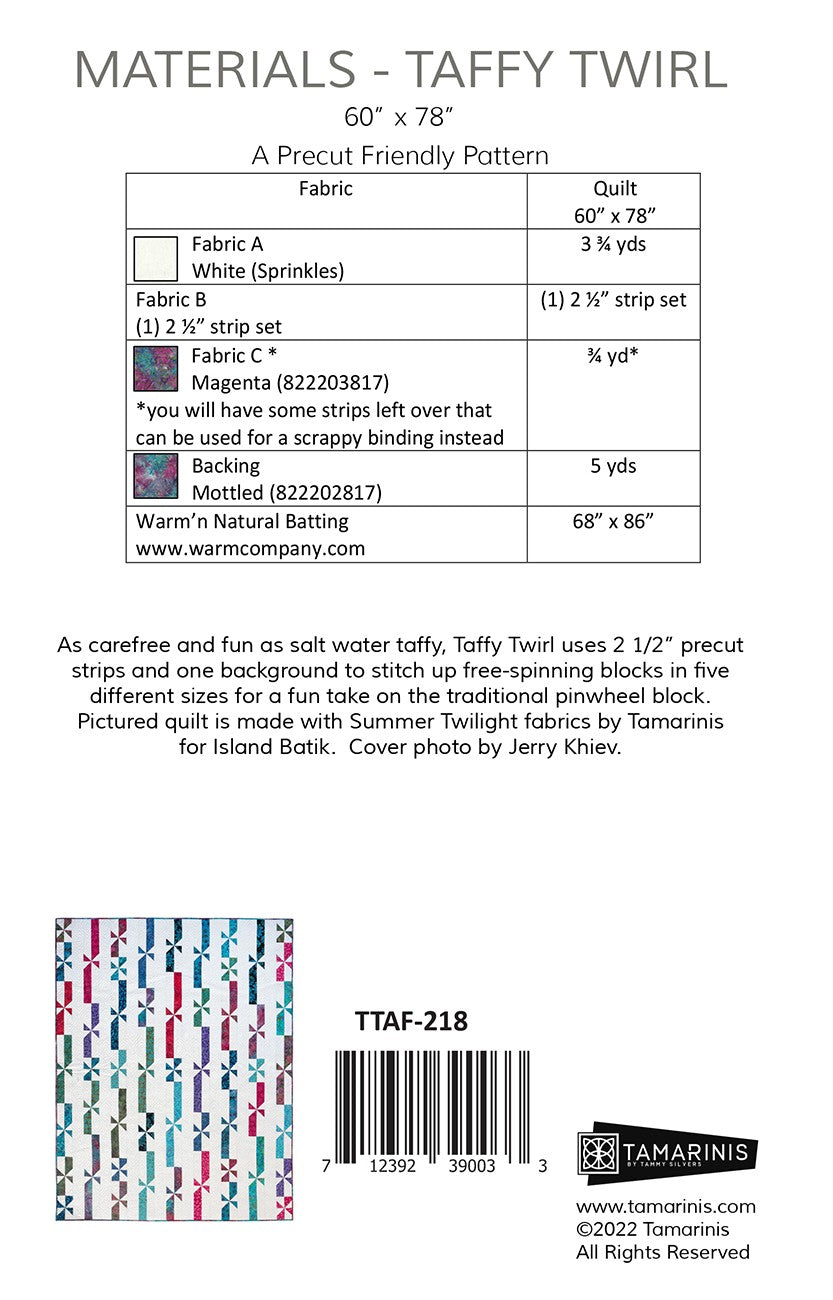 Taffy Twirl Quilt Pattern by Tamarinis