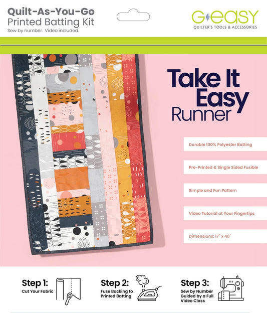 Take it Easy Runner - Quilt As You Go Printed Batting Kit by GE Designs