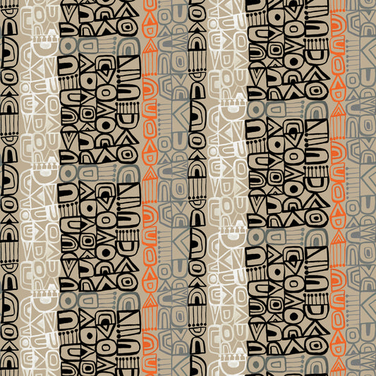 Tales From the Forest by Clare Youngs : Geo Stripe Taupe PWCY024.TAUPE
