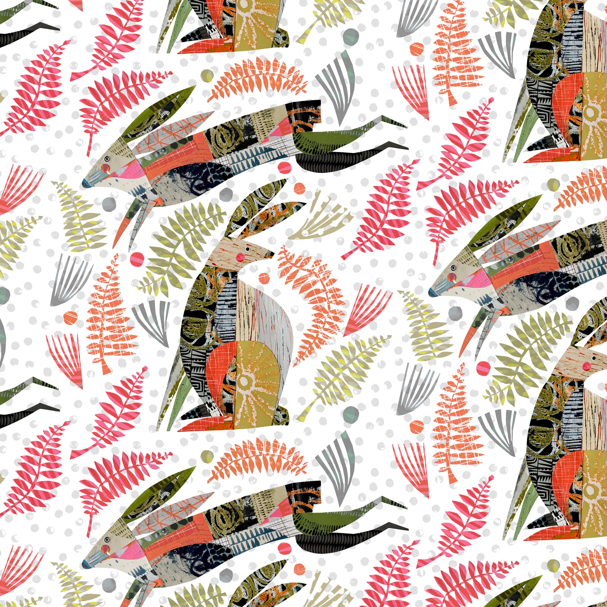 Tales From the Forest by Clare Youngs : Rabbits & Leaves Multi PWCY016.MULTI