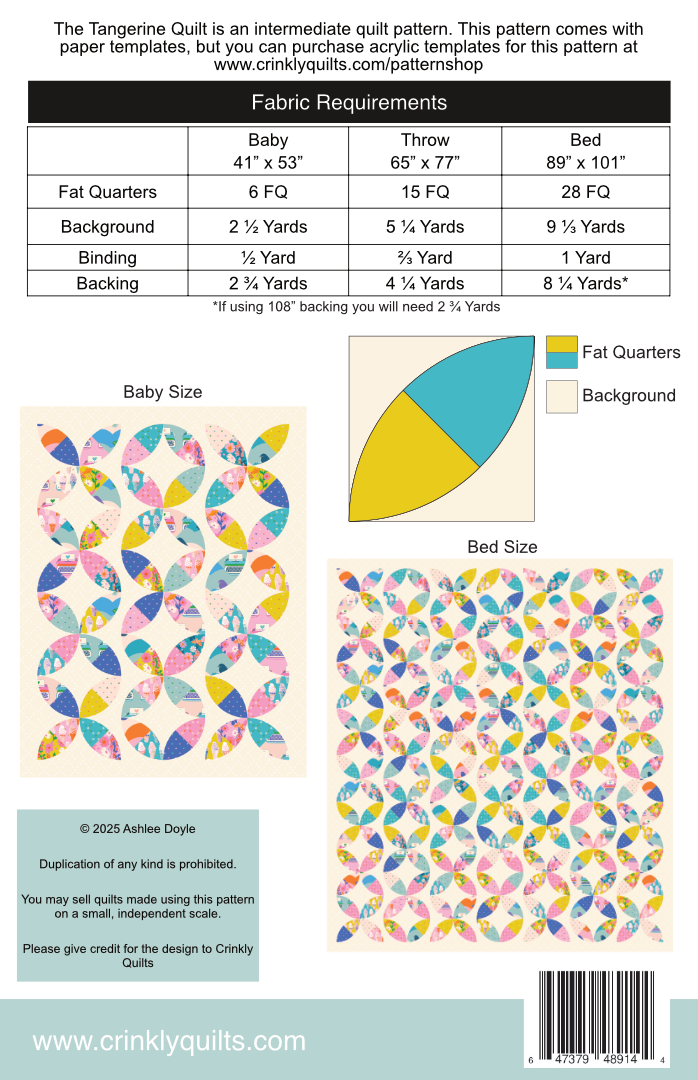 Tangerine Quilt Pattern by Crinkly Quilts