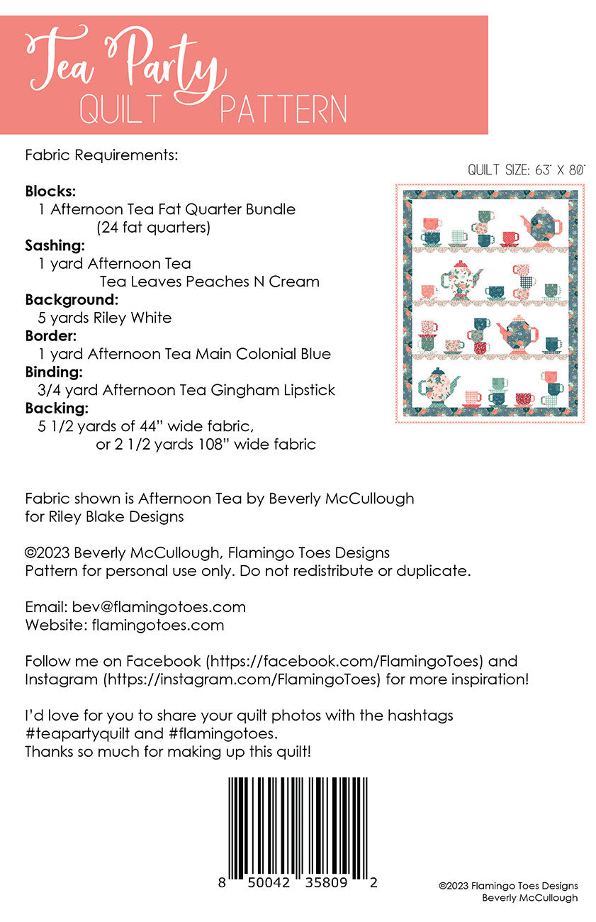Tea Party Quilt Pattern by Flamingo Toes