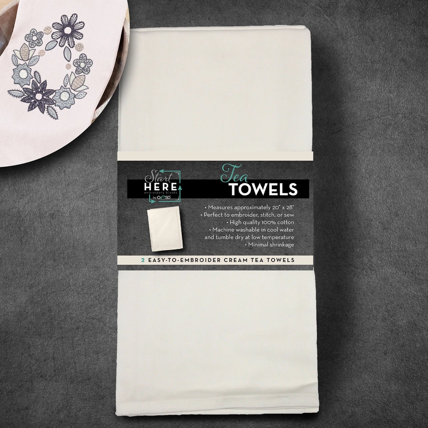 Tea Towels Cream 2pk # TFH28704CRE - Special Order