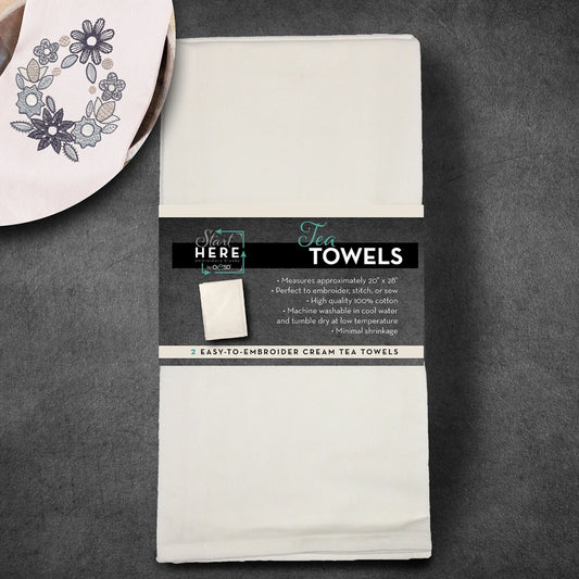 Tea Towels Cream 2pk # TFH28704CRE - Special Order