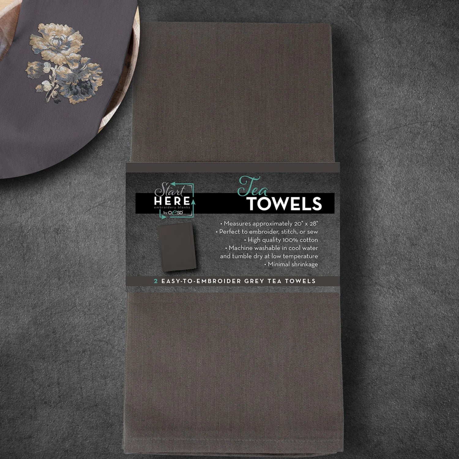 Tea Towels Grey 2pk # TFH19548GRAY - Special Order