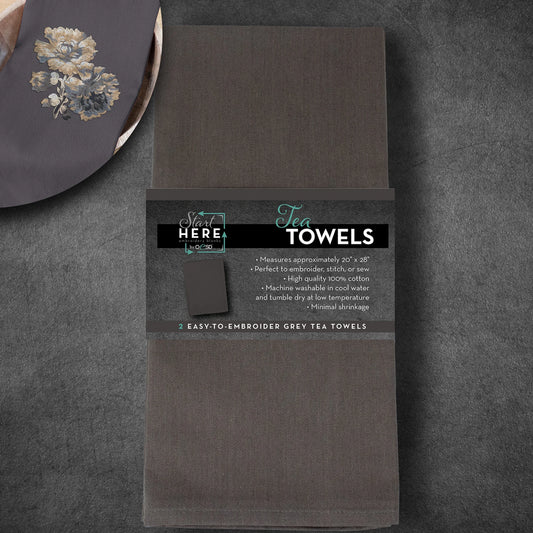 Tea Towels Grey 2pk # TFH19548GRAY - Special Order