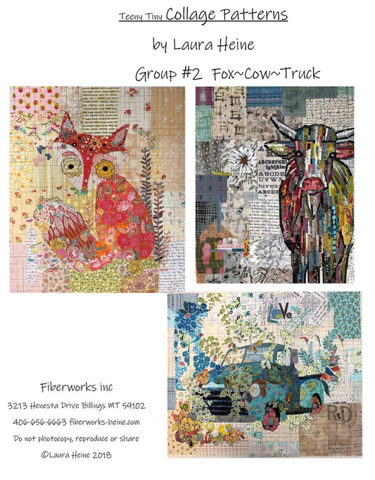 Teeny Tiny Collage Pattern by Laura Heine - Group 2 Truck, Fox and Cow