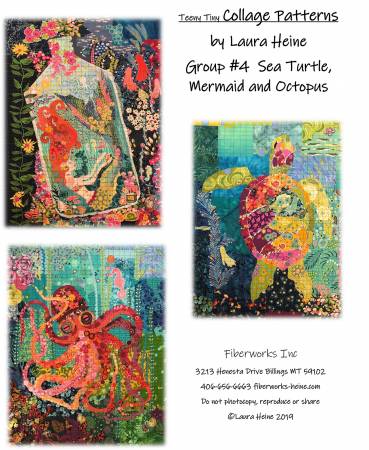 Teeny Tiny Collage Pattern by Laura Heine - Group 4 Mermaid, Turtle and Octopus