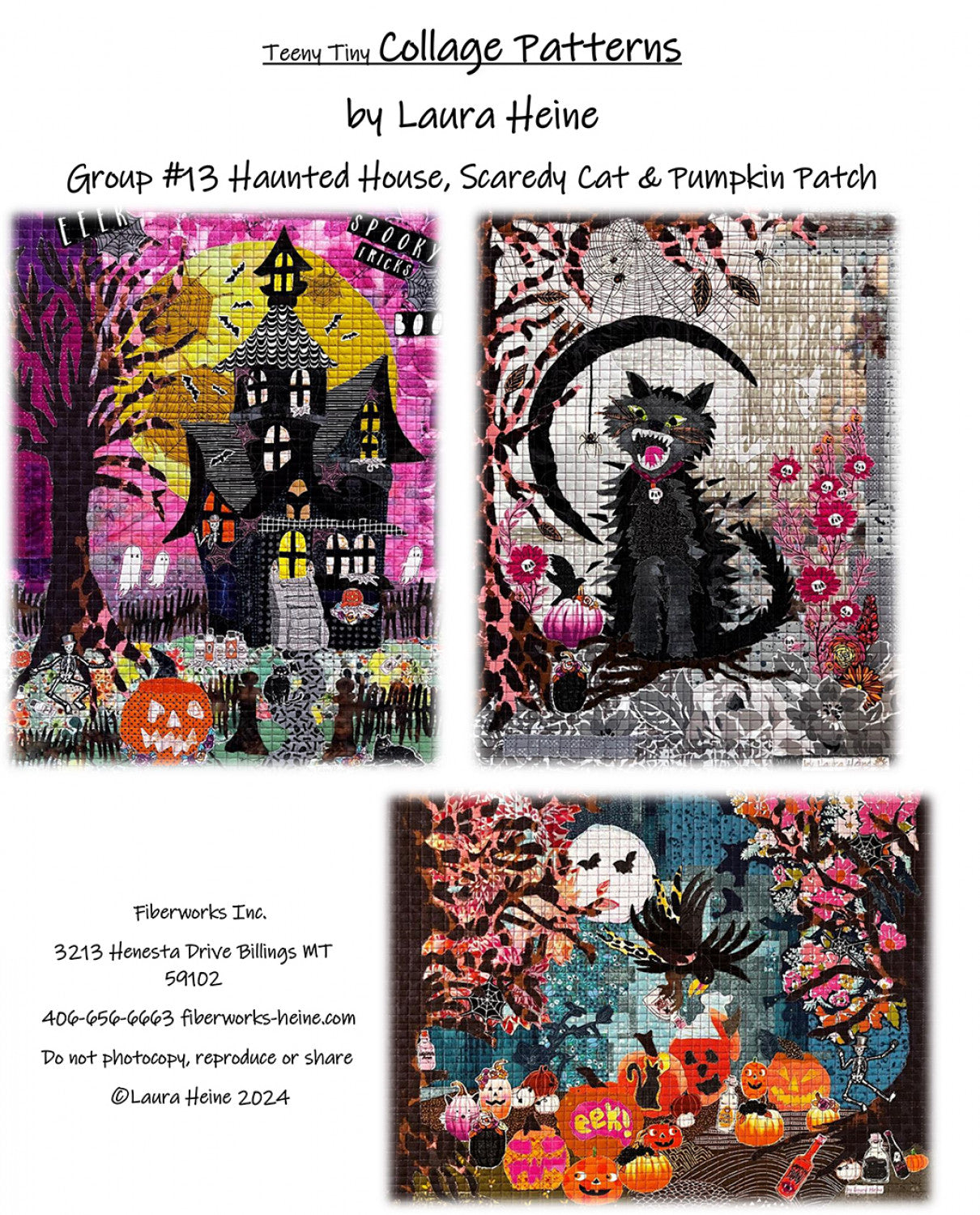 Teeny Tiny Group Collage Pattern by Laura Heine - #13 Haunted House, Scaredy Cat, Pumpkin Patch