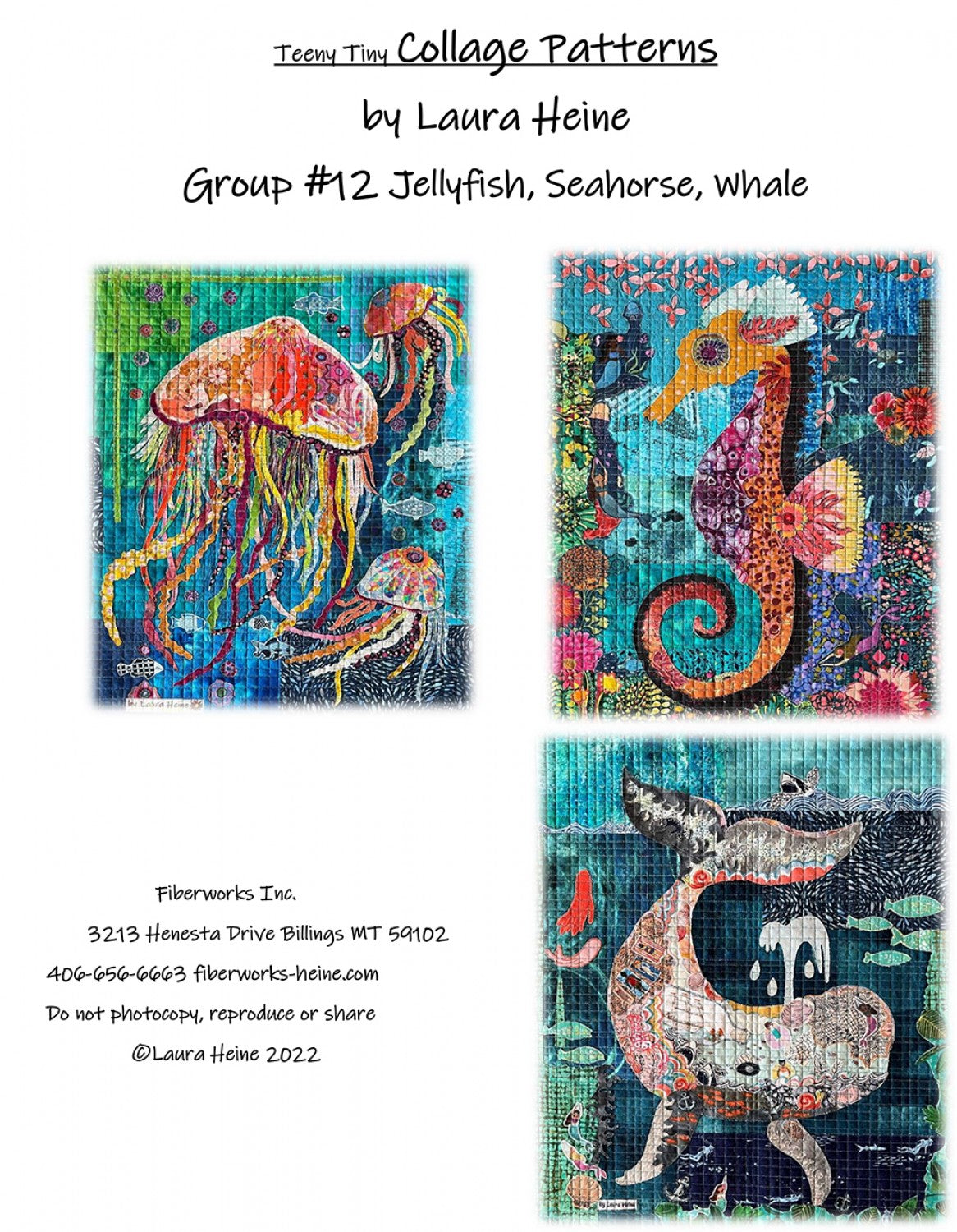 Teeny Tiny Group Pattern by Laura Heine - #12 Jellyfish Seahorse Whale