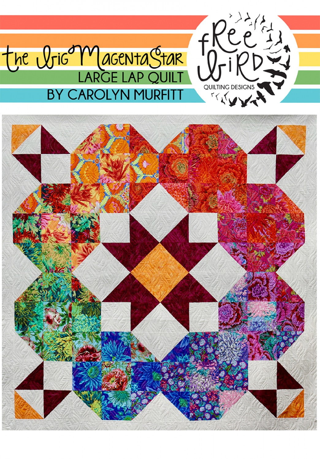 The Big Magenta Star Quilt Pattern by Free Bird Quilting Designs