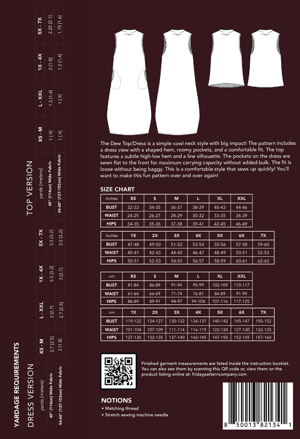 The Dew Top & Dress Pattern by Friday Pattern Company - Special Order