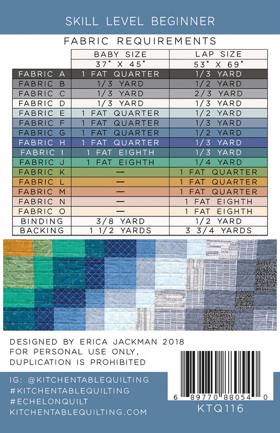 The Echelon Quilt Pattern by Kitchen Table Quilting