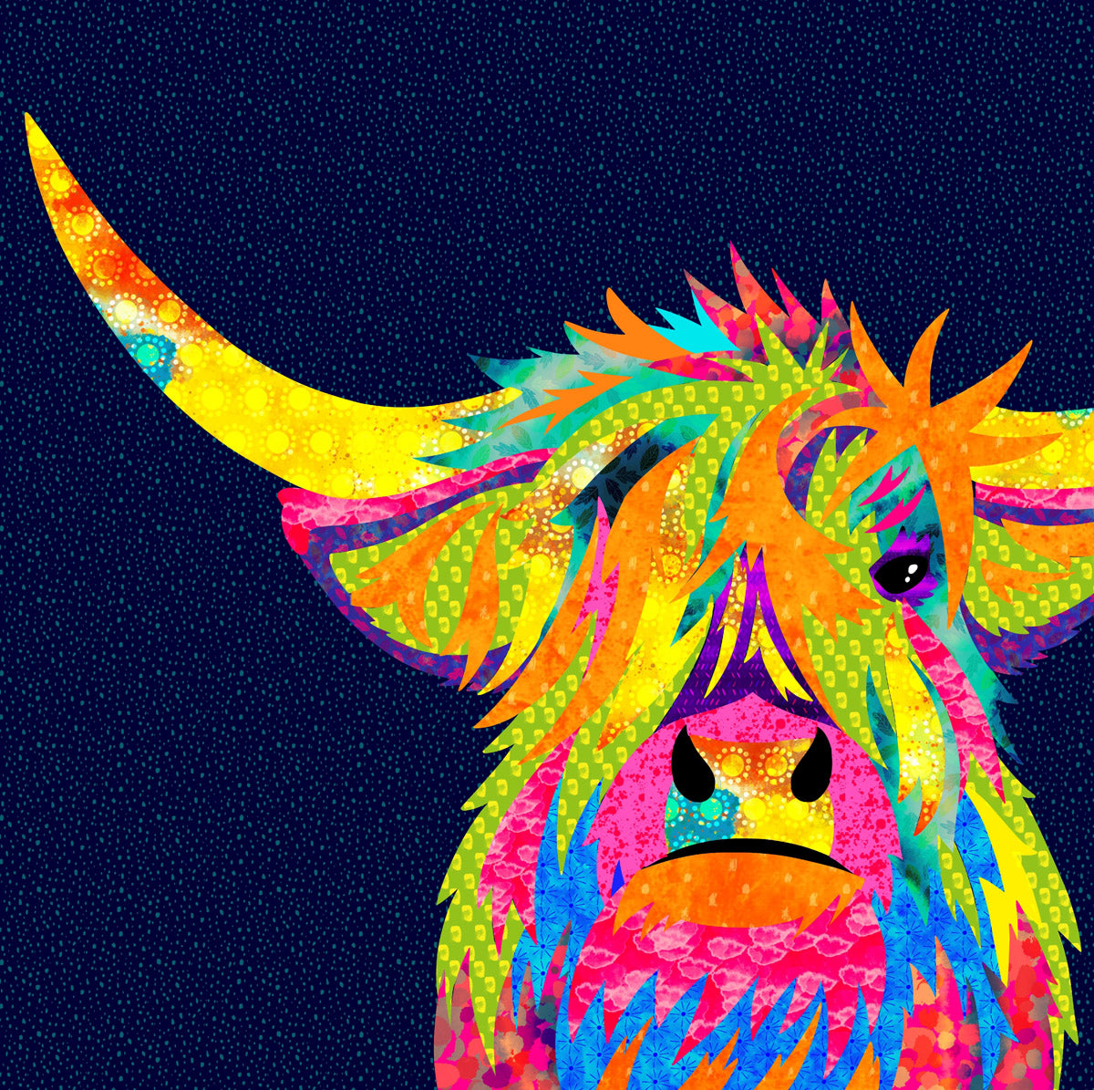 The Farmyard Collection Appliqué Panels by Delphine Brooks - Hamish the Highland Cow DB3