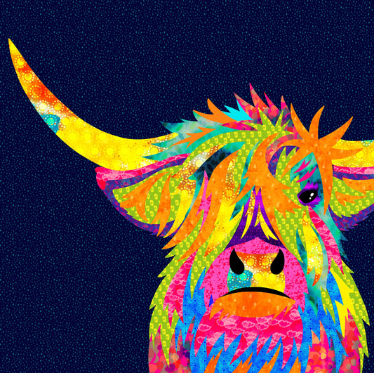 The Farmyard Collection Appliqué Panels by Delphine Brooks - Hamish the Highland Cow DB3