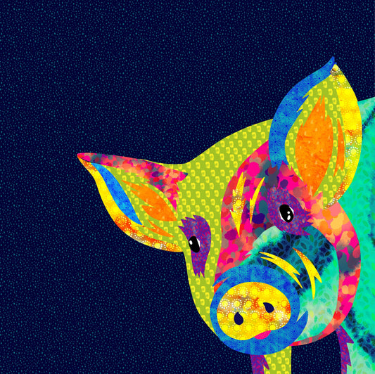 The Farmyard Collection Appliqué Panels by Delphine Brooks - Petra the Pig DB4