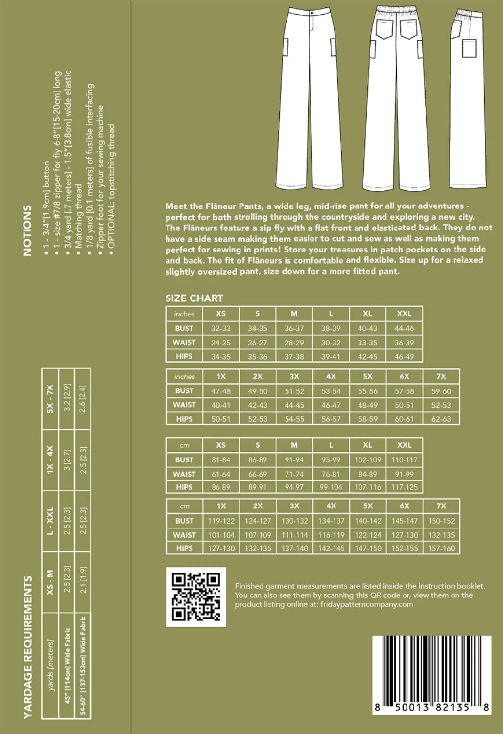The Flaneur Pants Pattern by Friday Pattern Company - Special Order