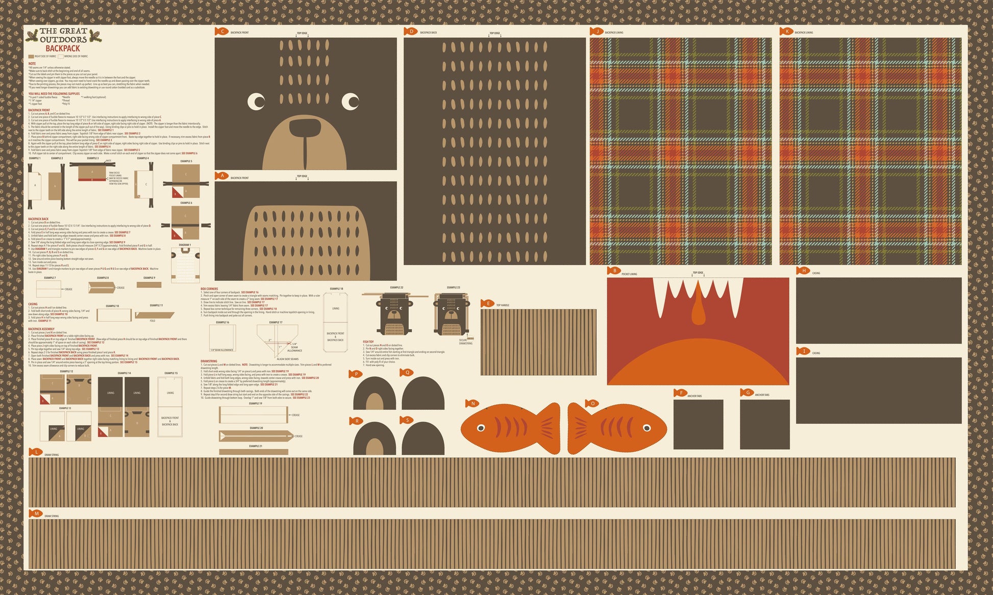 The Great Outdoors by Stacy Iest Hsu: Bear Backpack Cut and Sew Panel 20887 11