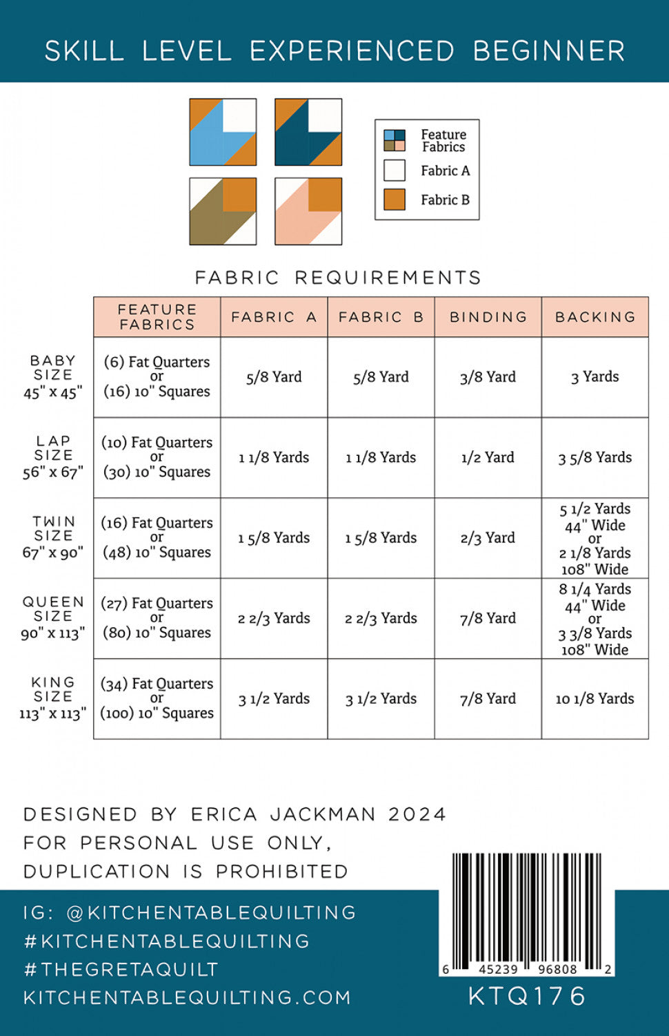 The Greta Quilt Pattern by Kitchen Table Quilting
