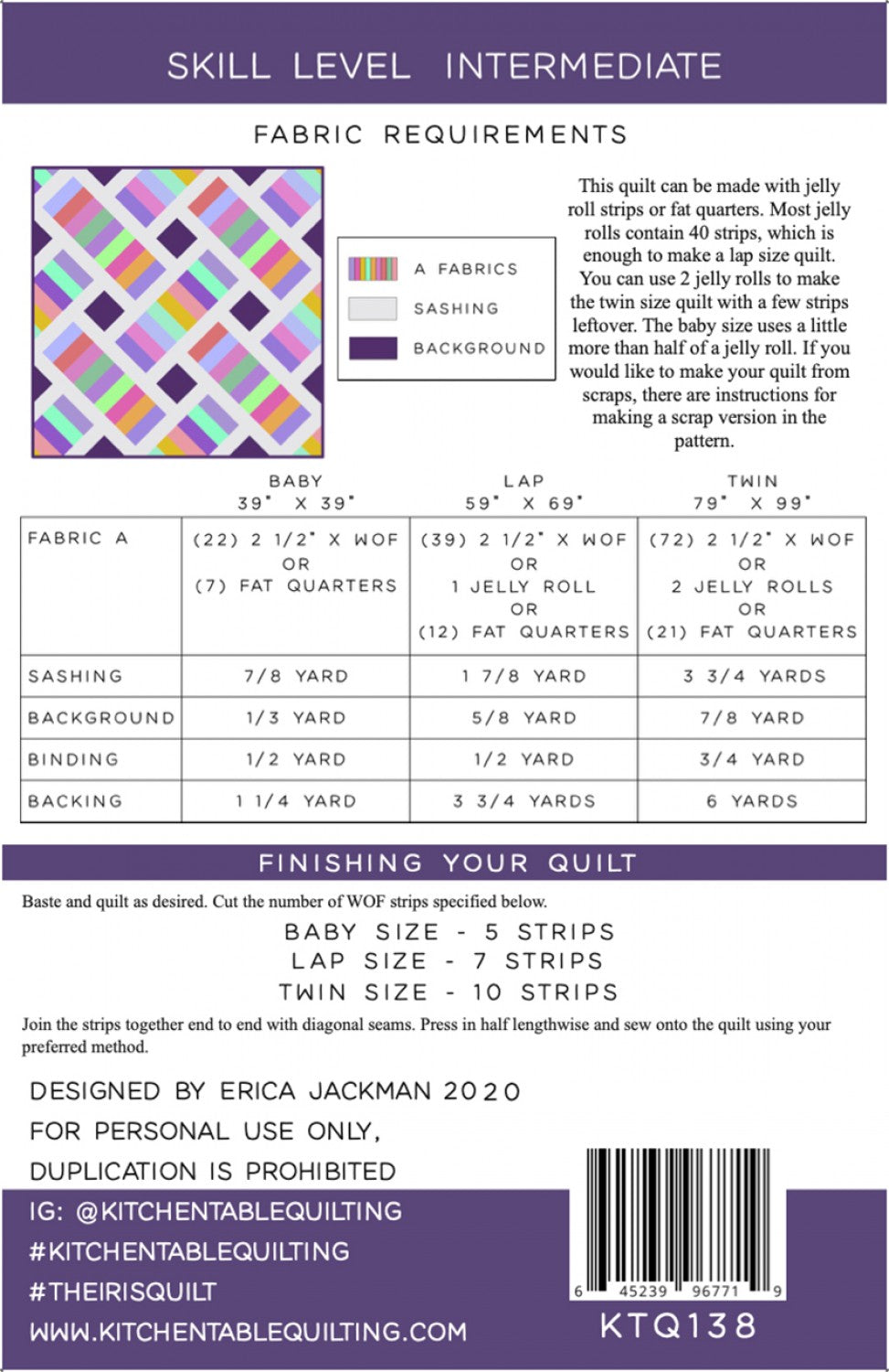 The Iris Quilt Pattern by Kitchen Table Quilting