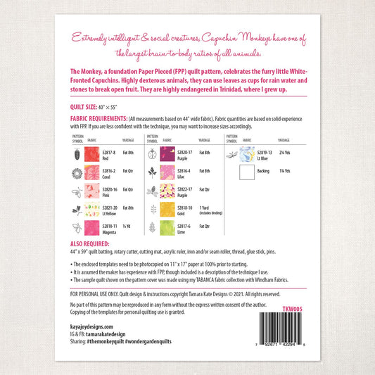 The Monkey Quilt Pattern # TKW005 - Special Order