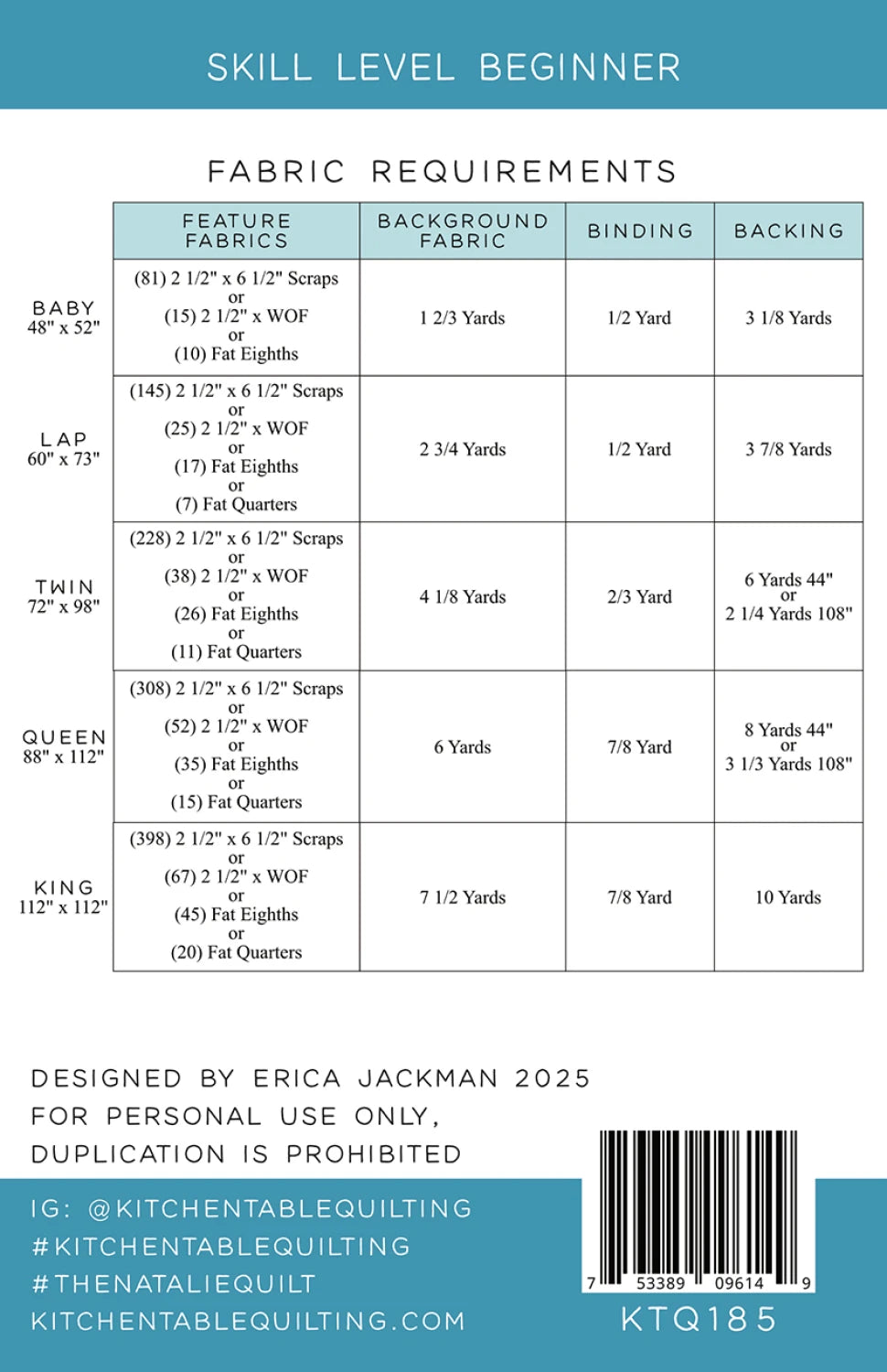 The Natalie Quilt Pattern by Kitchen Table Quilting - Special Order