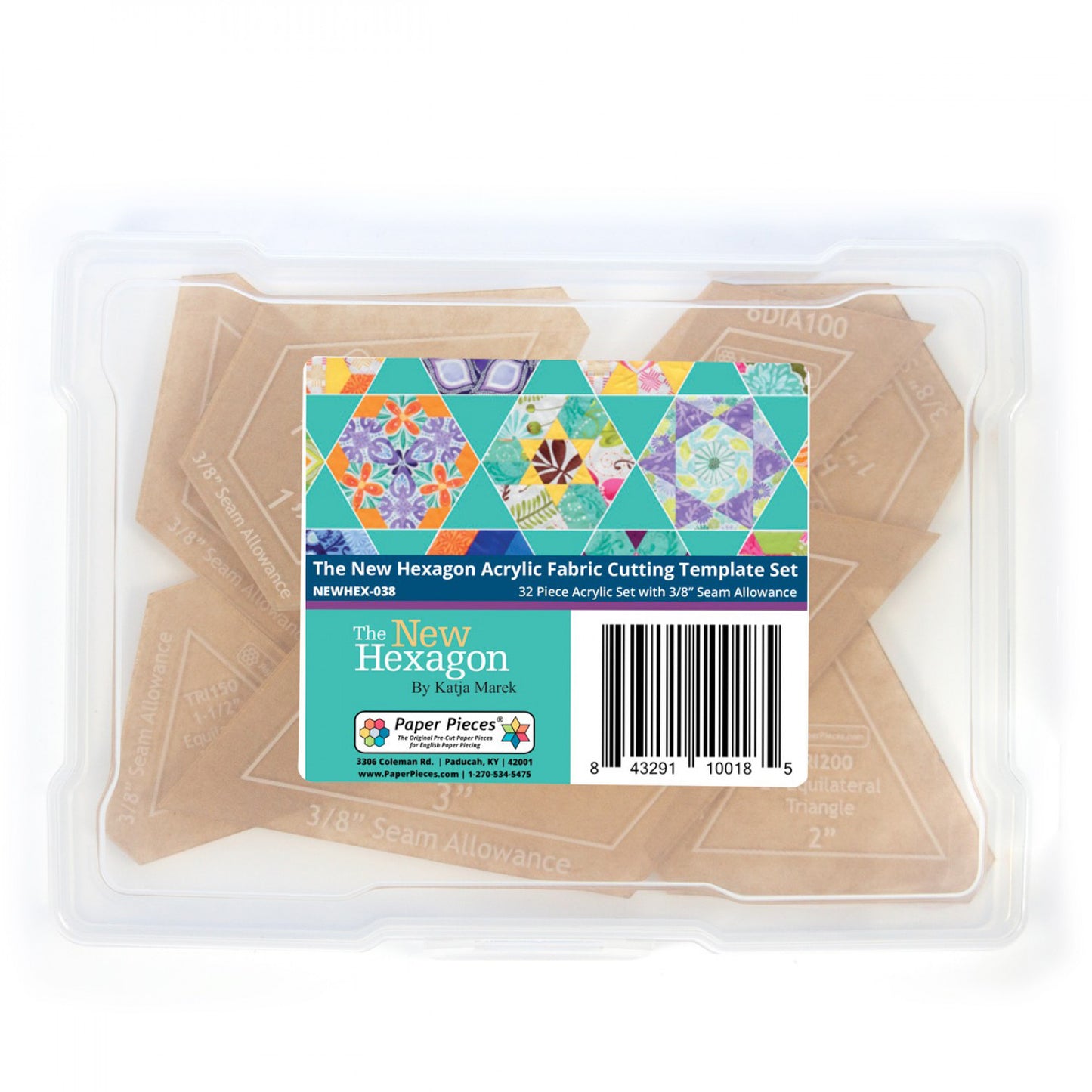 The New Hexagons 32pc Acrylic Fabric Cutting Templates # ACRNEWHEX - Special Order